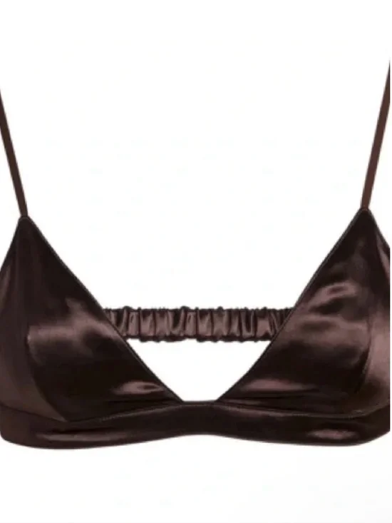 New! KHAITE Frida Satin Charmeuse Bra Top in Chocolate Brown 🤎 Small NWT! - Picture 8 of 16